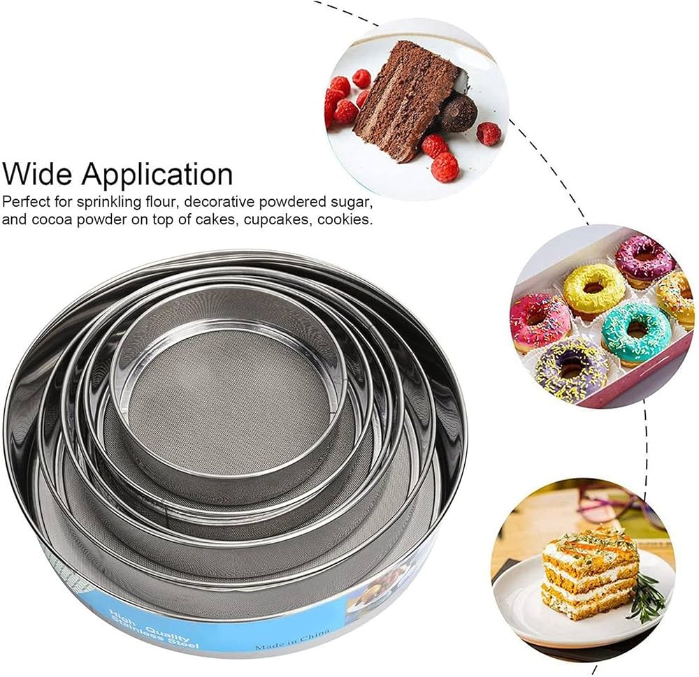 6 Pack Stainless Steel Flour Strainer Set, Stainless Steel Sifter For Baking, Multifunctional Flour Sifter 6 Pack Stainless Steel Flour Strainer Set, Stainless Steel Sifter For Baking, Multifunctional Flour Sifter